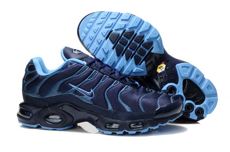 Nike Tn Nouveaux Hommes Chaussures Maille Bleu Fonce